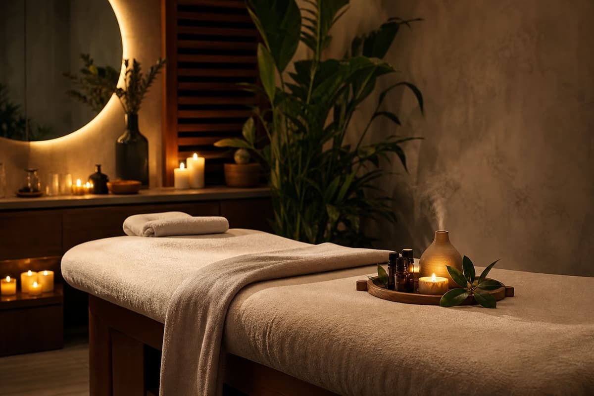Masaj de relaxare — beneficii wellness Cameră de masaj premium pentru relaxare și wellness
